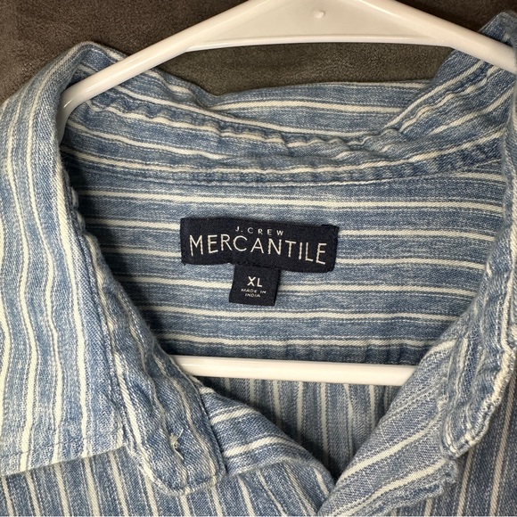 J.Crew Mercantile Cotton Button-Up Shirt Blue White Striped Classic Preppy XL - Picture 7 of 11